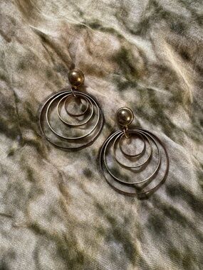 Brush Gold-Tone Multi Hoop Drop Earrings - Elegant Womens Jewelry